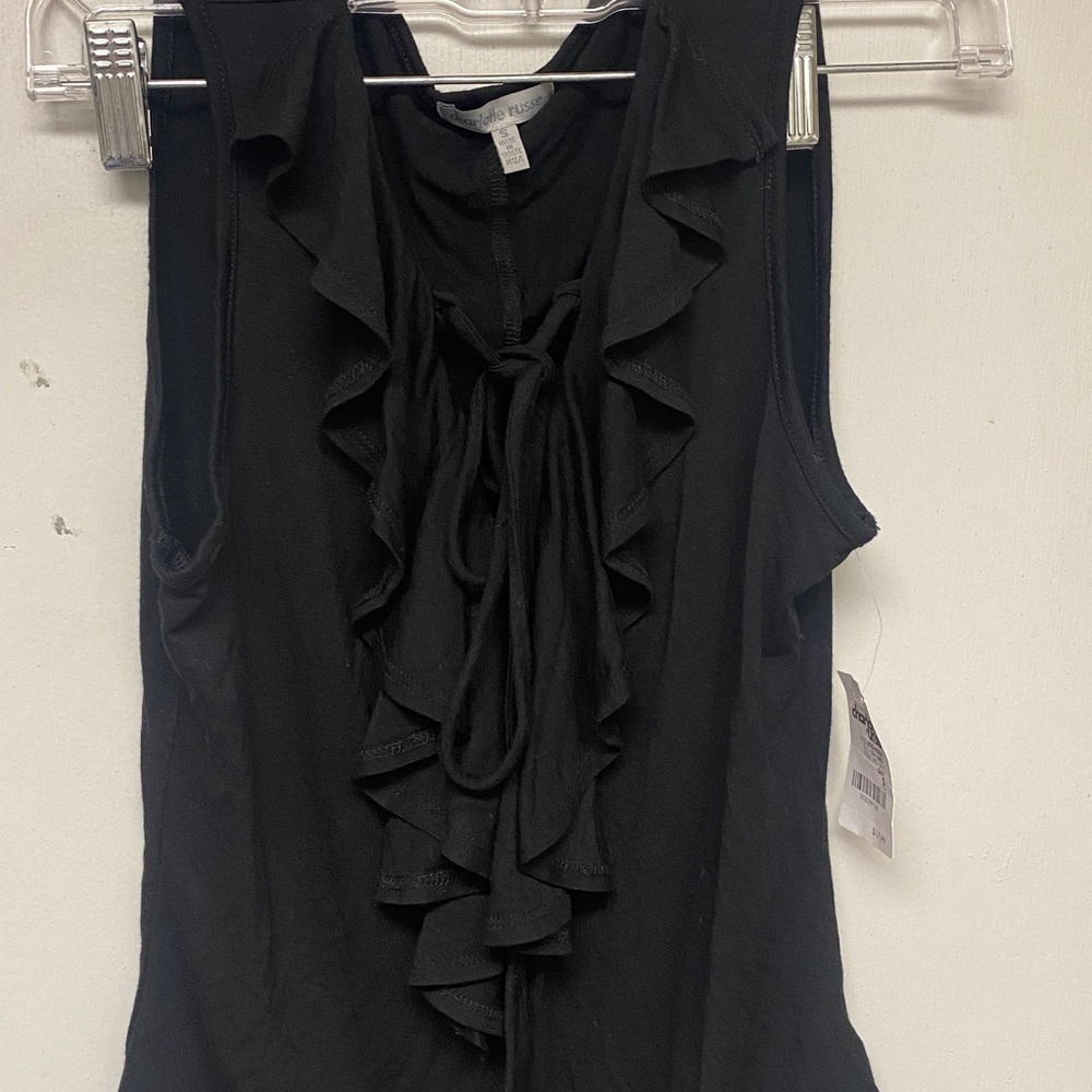 Charlotte Russe Black Sleeveless tie up bodysuit